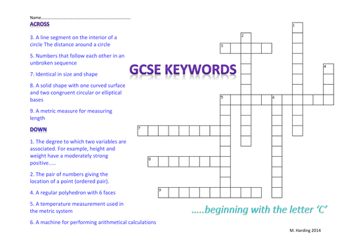 CROSSWORDS REVISION Teaching Resources