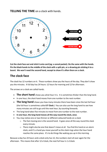 telling the time on an analogue clock teaching resources