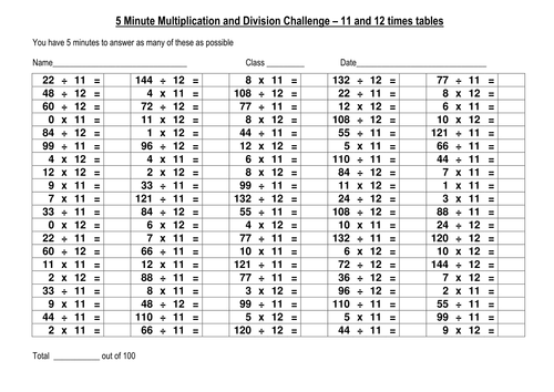 100 question multiplication division challenge 4 teaching resources
