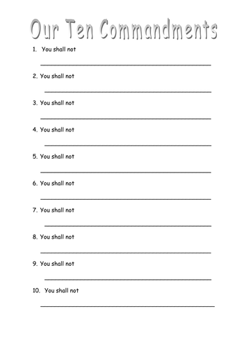 Worksheet 10 Commandments Worksheet worksheet 10 commandments doc and write your own ten template by alda teaching