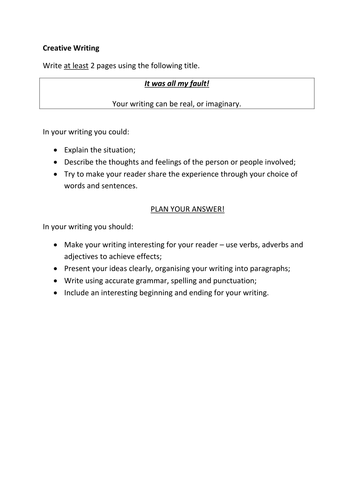 short creative writing tasks ks2