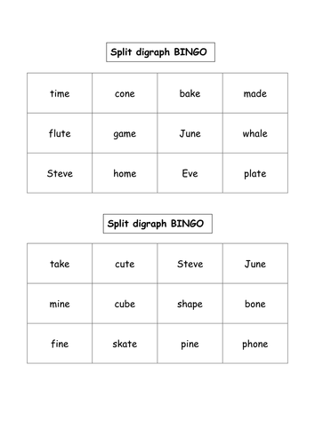 split digraph bingo teaching resources