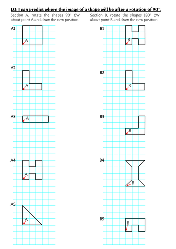 Worksheets Geometry Rotations Worksheet year 6 rotation worksheet by rjsenior teaching resources tes sections a b c pdf