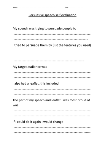 speech self evaluation essay