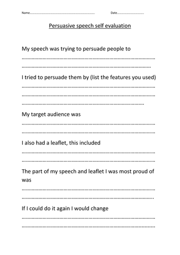Speech self evaluation essay