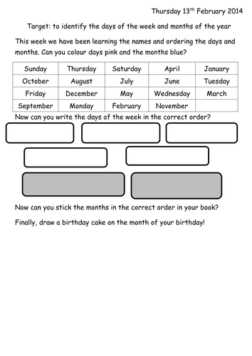 Months of the year worksheet pdf picture