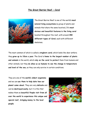 The Great Barrier Reef by Lemonellie2000 - Teaching Resources - TES