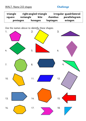 Naming 2-D shapes, 2 levels | Teaching Resources