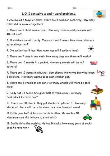 Multiplication Division Word Problems For Year 2 Teaching Resources