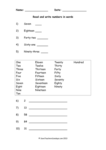 homework sheets for year 2