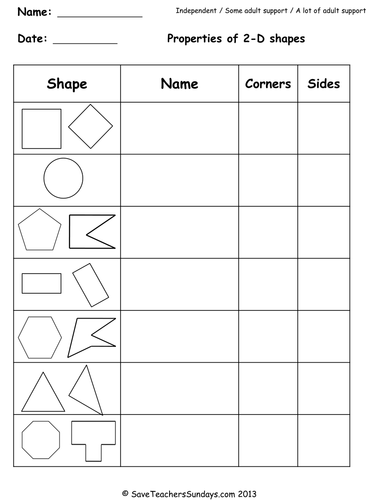 Worksheets Maths Sheets For Year 2 year 2 maths worksheets from save teachers sundays by d shapes levels of difficulty