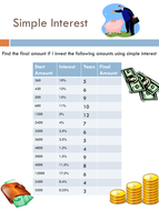 Simple and Compound Interest Worksheets | Teaching Resources