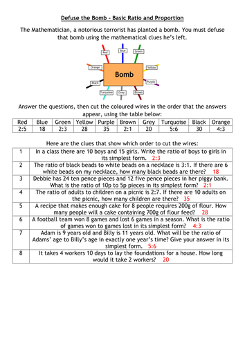 Defuse the Bomb - Simple Ratio and Proportion - Answers.docx