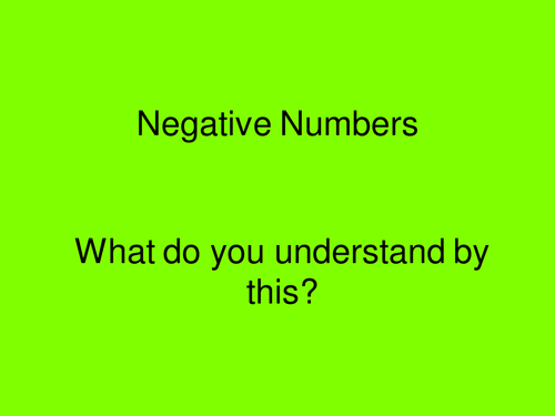 Negative numbers | Teaching Resources