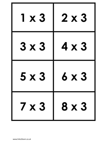 Times Table Matching Cards set 1 of 4