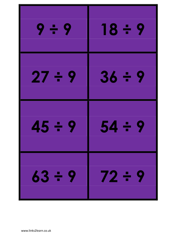 Times Table Matching Cards set 4 of 4