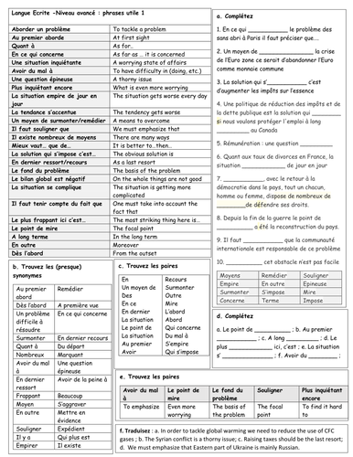 french essay vocabulary