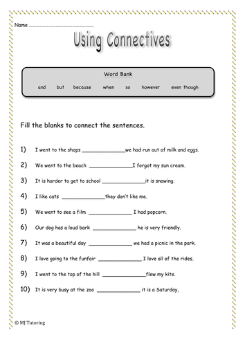 Connectives - Fill in the blanks | Teaching Resources