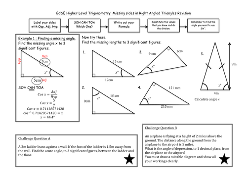 Trigonometry in Right Angled Triangles | Teaching Resources