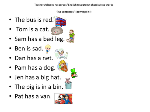 cvc sentences | Teaching Resources