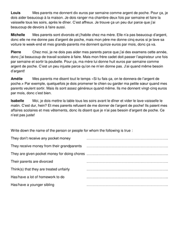 Pocket Money Reading comprehensions | Teaching Resources