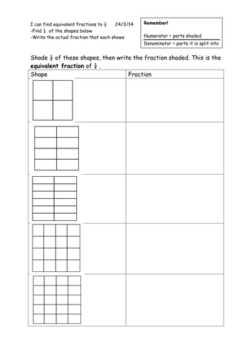 Finding equivalent fractions using shapes | Teaching Resources