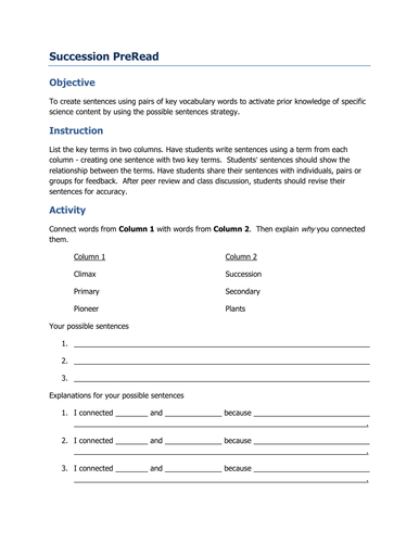 Succession | Teaching Resources