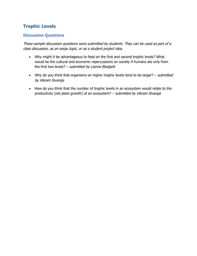 Trophic Levels | Teaching Resources