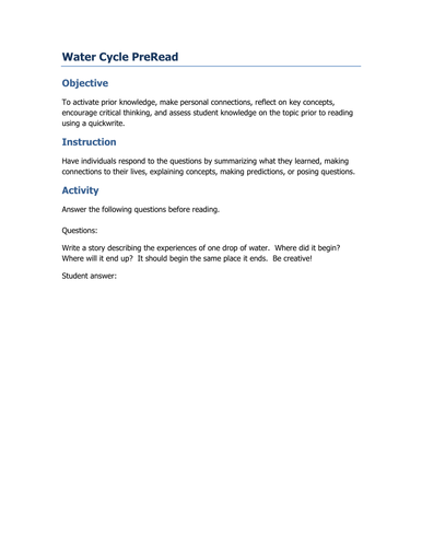 Water Cycle | Teaching Resources