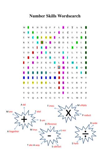 Number Keywords Wordsearch | Teaching Resources