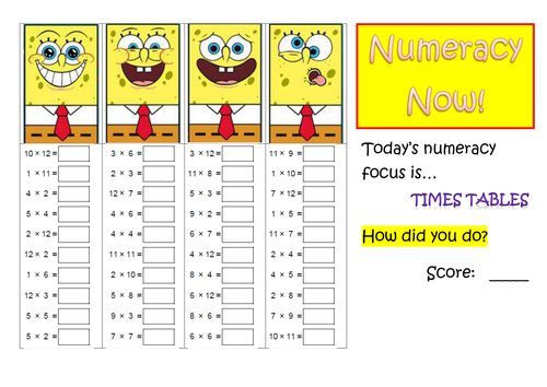 Numeracy Times Tables Practice Teaching Resources