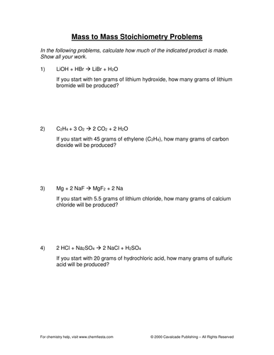 Printables Mass Mass Problems Worksheet chemical reactions equations resource pack by cmsciguy teaching resources tes