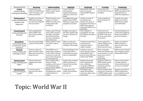 Ww2 homework grid ks2 08 picture