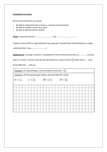 Vector Worksheet | Teaching Resources
