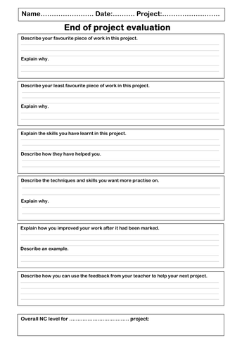 Project evaluation report template image