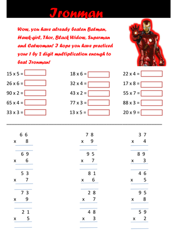 times worksheet multiplication table 6 Superhero by table  Teaching tests times  cellerdore