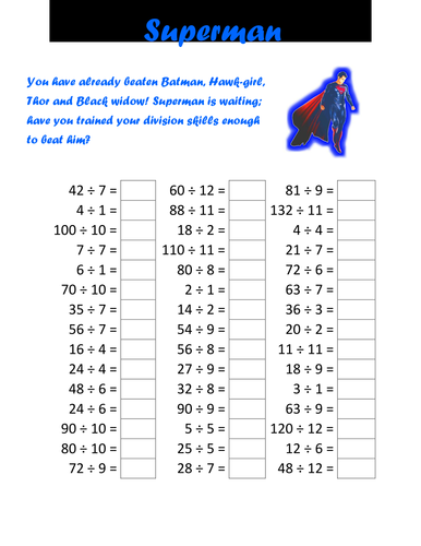 Superhero times table tests by cellerdore - Teaching ...