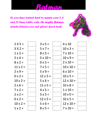 times tables resources tes