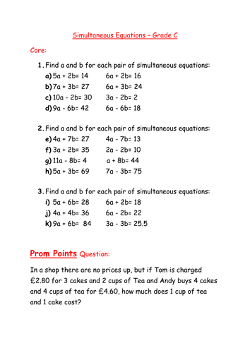 Printables Simultaneous Equations Worksheet worksheet simultaneous equations by mcamaths teaching resources preview resource