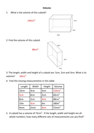 volume worksheet teaching resources