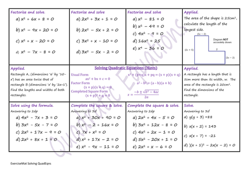 Printables Solving Quadratic Equations Worksheet solving quadratic equations ws by climbingjack teaching preview resource