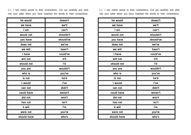 Matching contractions | Teaching Resources