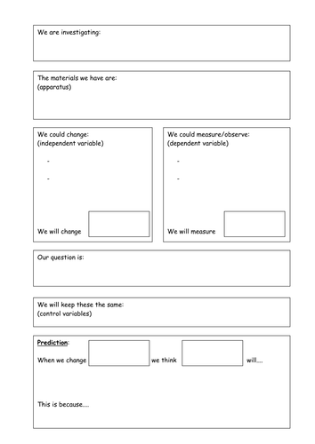 Science investigation plan sheet | Teaching Resources