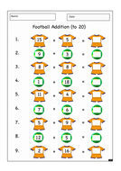 Football Themed Addition Worksheet | Teaching Resources