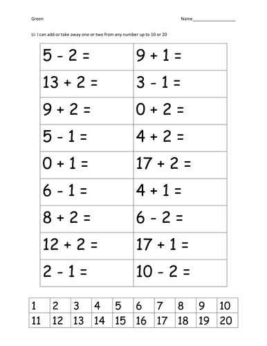 1 - 20 addition worksheet - differentiated | Teaching Resources