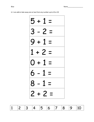 1 - 20 addition worksheet - differentiated | Teaching Resources