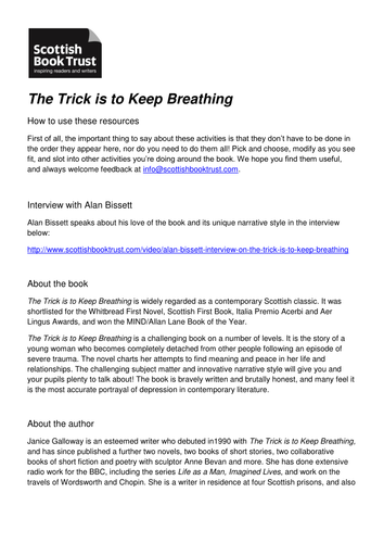 The Trick Is To Keep Breathing Learning Resources Teaching Resources