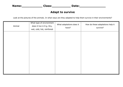 AQA-B1-4- Adaptation for survival - Part 1 by WonderCaliban - UK ...