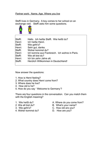 Basic Personal Information In German Teaching Resources