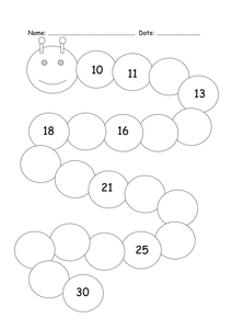 number UK 10 caterpillar missing smallfry1987  Teaching number  by  worksheet  30 caterpillar Missing